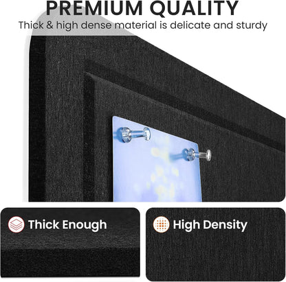 Large Bulletin Board, 35 X 17 Inches Felt Cork Board with 40 Pushpins, Foldable Felt Notice Pin Board Photo Display Board with Self-Adhesive Tape for Office Home School