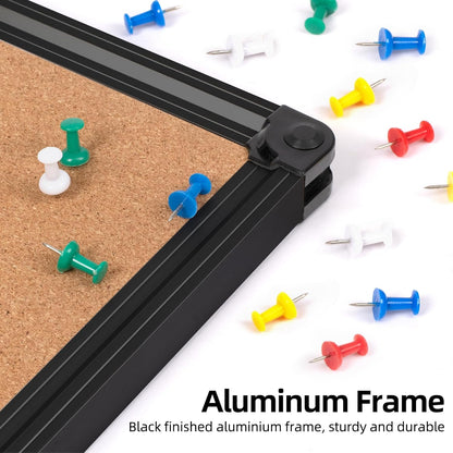 Board2by Extra Large Cork Bulletin Board 60" X 48", Black Aluminum Framed 5'x4' Corkboard for Wall, Wall Mounted Notice Pin Board with 18 Push Pins for School, Home & Office