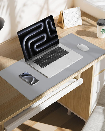 Desk Pad Mat - Leather Desk Pad Protector for Office and Home - Desk Organization and Accessories - Ideal for Large Mouse Pad and Desk Mats on Top of Desks(Light Grey,31.5" x 15.7")
