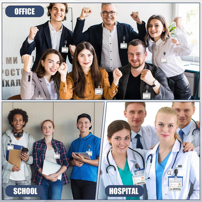 Laumoi 200 Retractable ID Badge Holder Badge Reel with Belt Clip and Key Ring, Name ID Badge Clips Keychain for Office Worker Doctor Nurse Employee (Black)