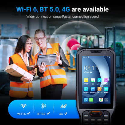 Inventory Scanner with Zebra Scanner, PDA with Pistol Grip, IP68 Rugged, NFC, 4G Wi-Fi 6, Handheld Warehouse