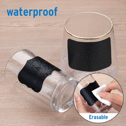 180 pcs Chalkboard Labels Waterproof Blackboard Reusable Sticker with White Chalk Marker, Wavy Chalkboard Labels for Containers, Mason Jars, Food Storage