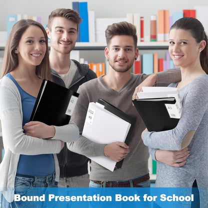 Marspark 6 Pcs Binder with Plastic Sleeves Large 8.5" x 11" Display Presentation Book 40 Pocket 80 Pages Art Portfolio Folder Clear Sheet Protector for Photo Document (Black,White)