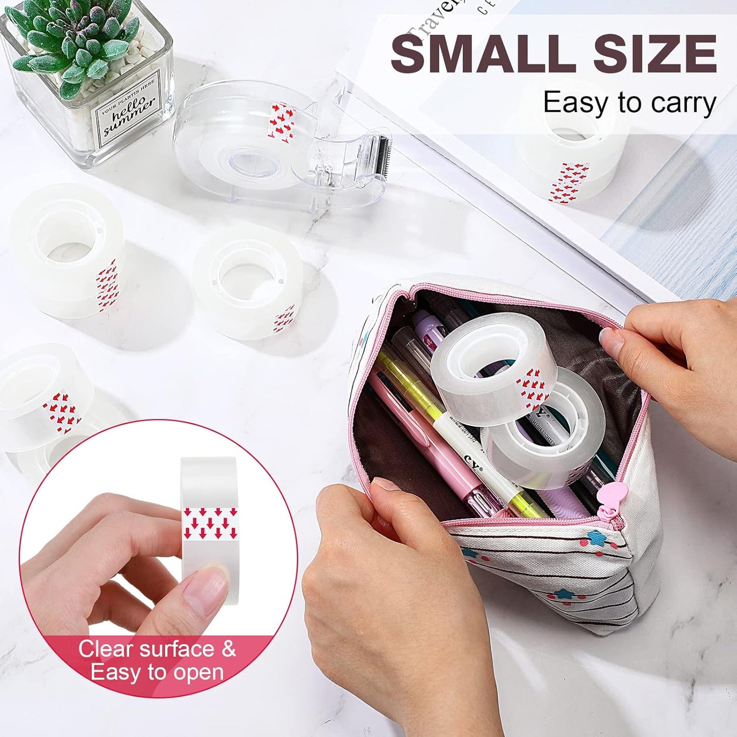 Pasimy 96 Rolls Clear Tape Bulk Strong Sticky Transparent Tape Refills for Dispenser, Office, Home, School, Wall, Carpet, 3/4 x 1000 Inches(Red)