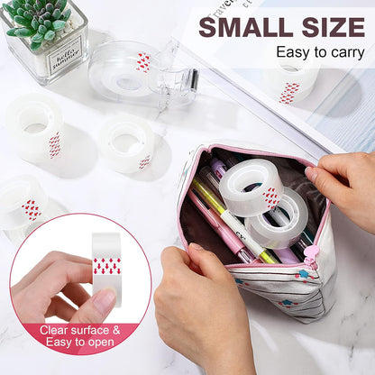 Pasimy 96 Rolls Clear Tape Bulk Strong Sticky Transparent Tape Refills for Dispenser, Office, Home, School, Wall, Carpet, 3/4 x 1000 Inches(Red)