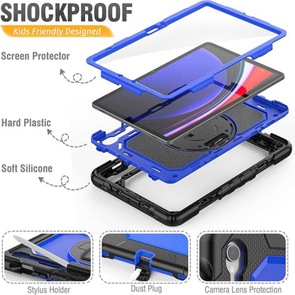 HXCASEAC Case for Samsung Galaxy Tab S10 Lite / S10 FE / S9 FE 5G 10.9 inch, Shockproof Design with Screen Protector/Hand Strap/S Pen Holder, Protective Samsung Galaxy S10 Lite Tablet Case, Blue