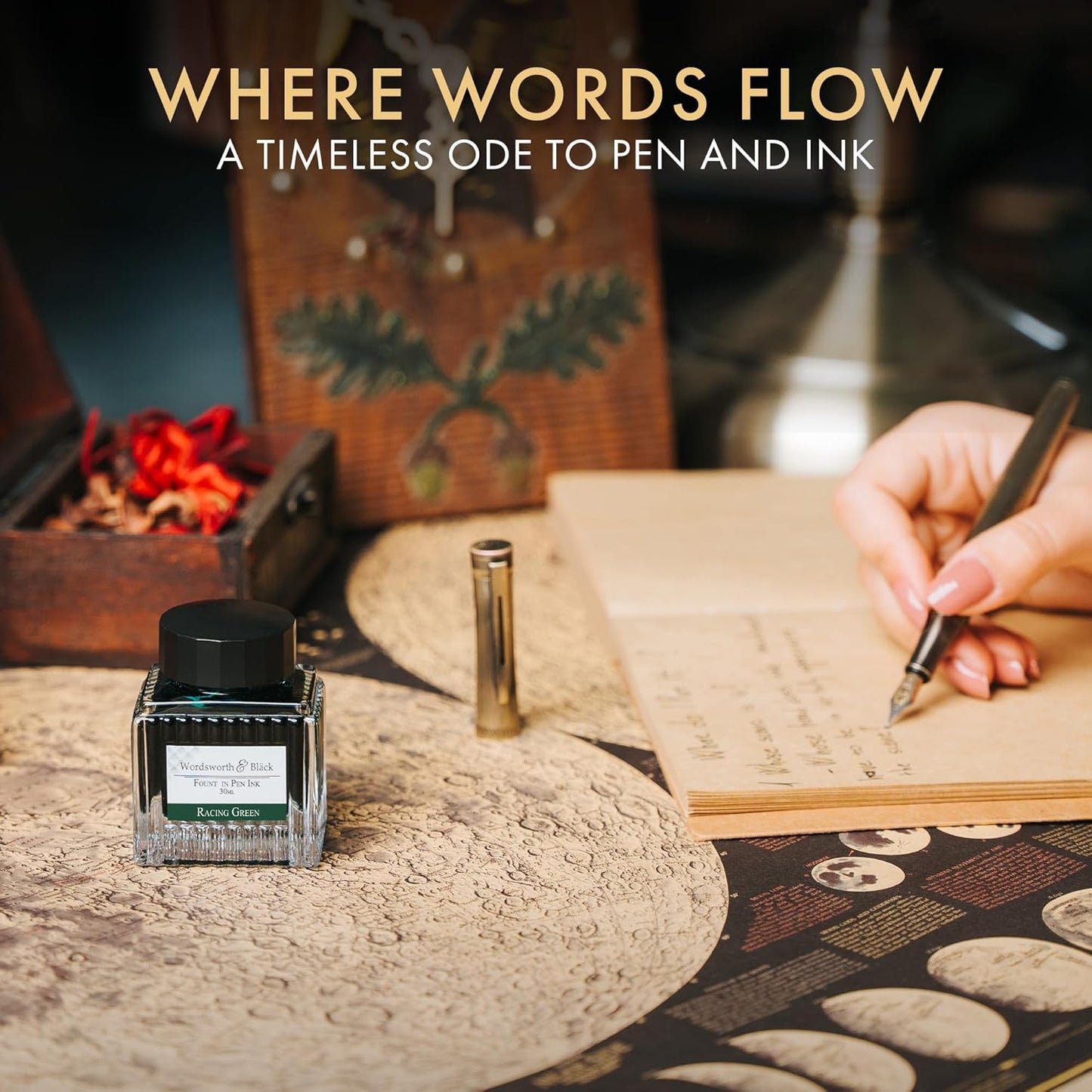 Wordsworth and Black Fountain Pen Ink Bottle (30 ml) Premium Luxury Edition, [Racing Green] Fountain Pens Bottled Ink; Classic Designed Bottle Smooth Flow 30 ml