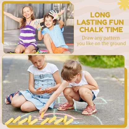 Fulmoon 40 Pcs Jumbo Sidewalk Chalk for Kids Outdoor Art Non Toxic Large Washable Street Chalk for Adults Drawing Painting Classroom(Yellow,Round Style)