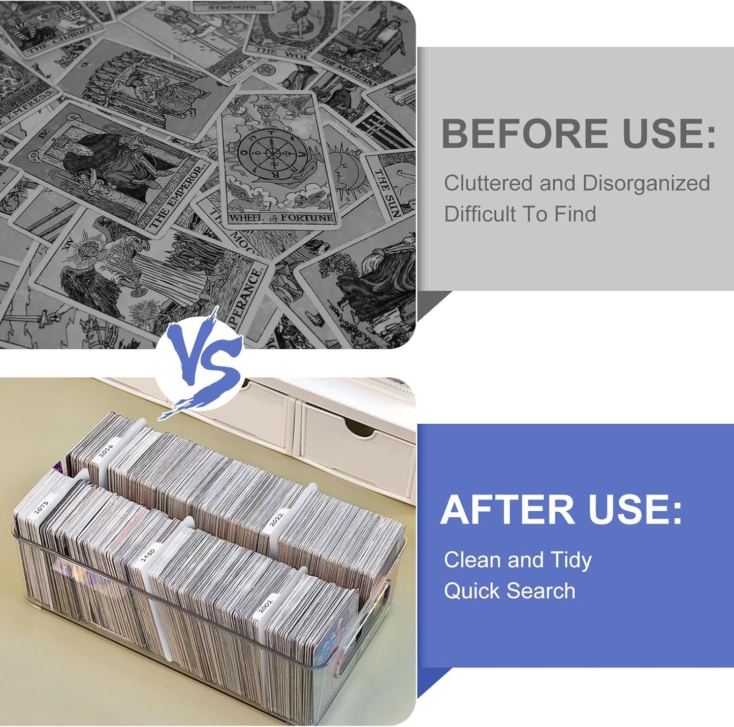 198PCS Trading Card Dividers, Paper Card Dividers, Standard Vertical Card Divider for MTG/Sports/Games Card Categorization and Management - White