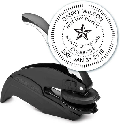 MaxMark Notary Seal Round Embosser for Texas State - Includes Gold Burst Seal Labels (50 Count)