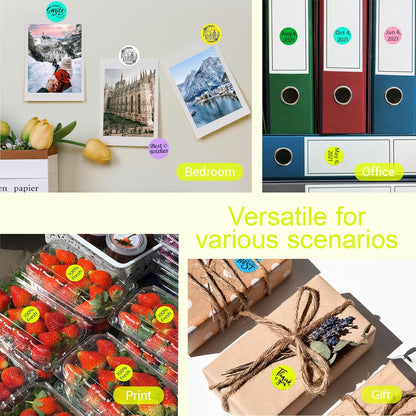 1 Inch Circle Dot Stickers 1000 PCS Color Coding Thermal Labels Dots Writable Printable Small Round Stickers for Office, Classroom, Inventory, Garage, Organizing Storage, Fluorescent Yellow