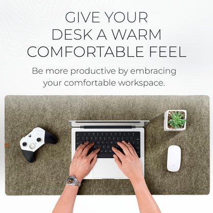 Nordik Large Felt Desk Mat – Timber Moss Green – 35 x 17 inch – Computer Desk Mat – Keyboard and Mouse Pad – Large Desktop Felt Pad
