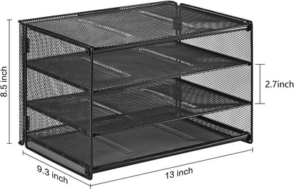 Samstar Paper Letter Tray, 3 Tier Desk File Organizer Paper Sorter Letter Shelf Rack, Mesh Made,Black ...