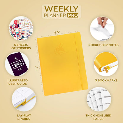 Clever Fox Planner PRO – Weekly & Monthly Life Planner to Increase Productivity, Time Management and Hit Your Goals, 8.5x11″ (Amber Yellow)