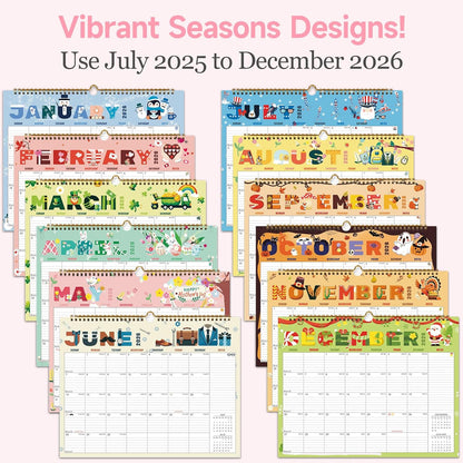 Lbylyhxc Calendar 2026 - 18 Monthly Wall Calendar 2025-2026 from July 2025 to December 2026, 14.8 x 11.5 Inches.Thick Paper includes major holidays and dedicated space for notes and important dates (Calendar 2025-2026 festivals)