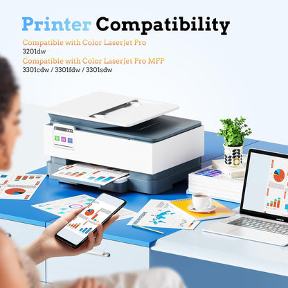 218A 218X Toner Cartridges (with Chip) High Yield Compatible Replacement for HP 218A Toner Cartridges 4 Pack for HP Color Laserjet Pro MFP 3301fdw 3201dw 3301cdw 3301sdw W2180A W2180X (BCMY, 4-Pack)