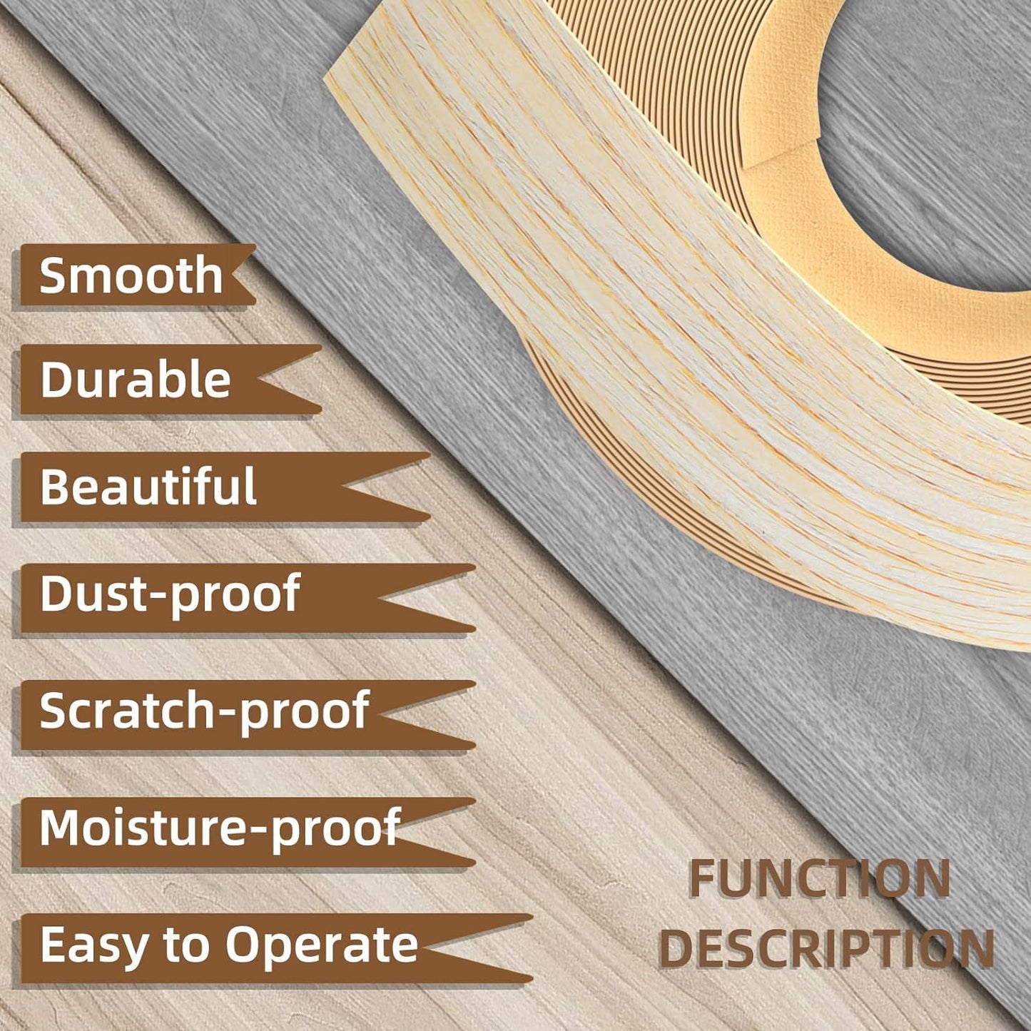 GSCIT Club Oak Edge Banding, 3/4 inch x 25ft roll of Veneer Edge Banding Preglued Flexible, Real Wood Tape Banding