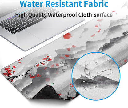 Japanese Cherry Blossom Large Gaming Mouse Pad Sakura Desk Pad Big Mousepad Deskmat Office Decor for Computer 31.5''x11.8'' Desk Organizers and Accessories