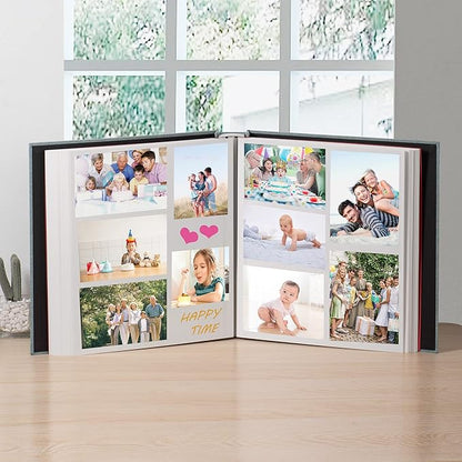Super Large Photo Album Self Adhesive Scrapbook Album for 4×6 5×7 8×10 10×12 or Bigger Pictures DIY Magnetic Linen Cover Album 80Sheets/160Pages DIY Photo Album(Green)