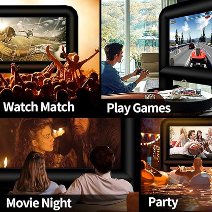 16 Feet Inflatable Movie Screen Outdoor, Inflatable Projector Screen with Blower Carry Bag - Supports Front and Rear Projection Blow Up Screen for Backyard Movie Night Pool Party