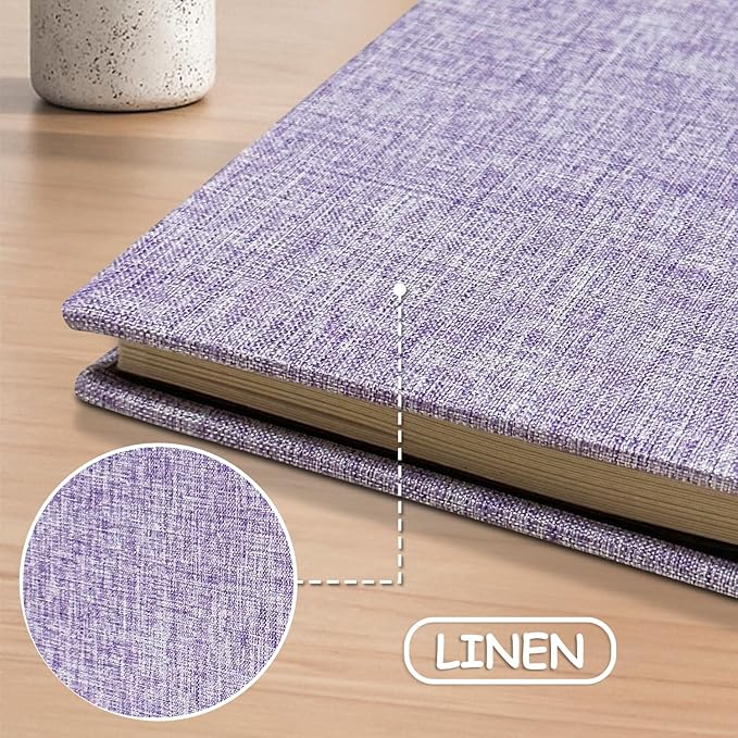 Photo Album Scrapbook – 4x6, 5x7 & 8x10 Pictures – Self-Adhesive Pages for Baby, Wedding, Travel & Family Memories | Includes Metallic Pen & Scraper/Light Purple Large DIY Memory Book for Gifts
