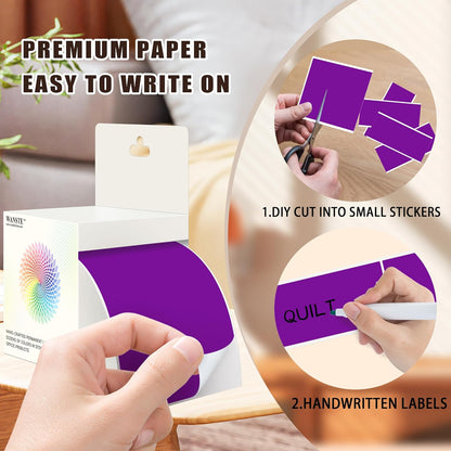 3 x 5 Inch 250Pcs Rectangle Color Coding Stickers,Strong Adhesion Easy to Write Label for Moving,Box Organization,Inventory,Business,Purple