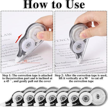 BESARME 12 Pack Correction Tapes, 39 Feet Each Correction Tape Roller Correction Tape Pen for Students Office Supplies, 1/5 X 472 Inches