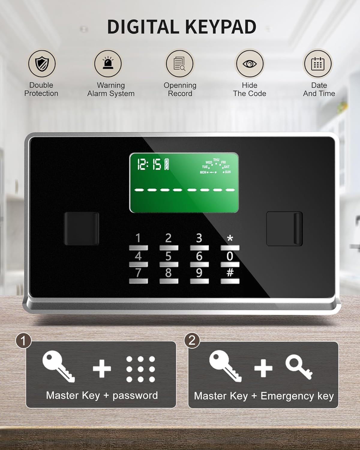 【US STOCK】TIGERKING 7.2 Cubic Feet Extra Large Heavy Duty Safe Box, Home Safe with Double Safety Key Lock and Separate Lock Box, Digital safe with 2 Removable Shelf for Home Hotel Office,132lbs