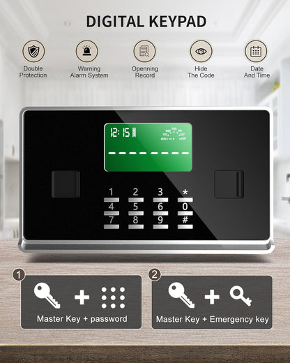 【US STOCK】TIGERKING 17.6 Cubic Feet Extra Large Heavy Duty Safe Box, Home Safe with Double Safety Key Lock and Separate Lock Box, Digital safe with 3 Removable Shelf for Home Hotel Office,235lbs