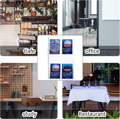 Eersida 2 Pack Acrylic Brochure Pamphlet Holder Wall Mount Clear Brochure Display Holder Plastic Trifold Flyer Rack Literature Storage Rack for Offices Waiting Room (9 x 15 Inch,4 Pockets)