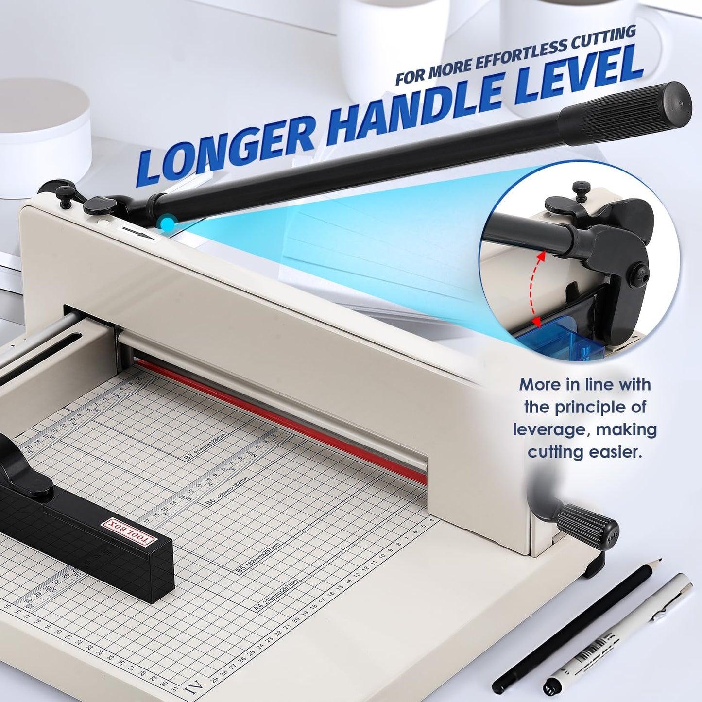 Heavy Duty A4 Paper Cutter 400 Sheet Thickness Cutting Capacity, 12 Inch Stack Guillotine Paper Cutter with 1 Replacement Blade, Stack Trimmer Suitable for Paper Leather Cardboard Nonwoven