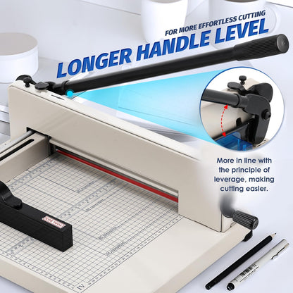 Heavy Duty A4 Paper Cutter 400 Sheet Thickness Cutting Capacity, 12 Inch Stack Guillotine Paper Cutter with 1 Replacement Blade, Stack Trimmer Suitable for Paper Leather Cardboard Nonwoven