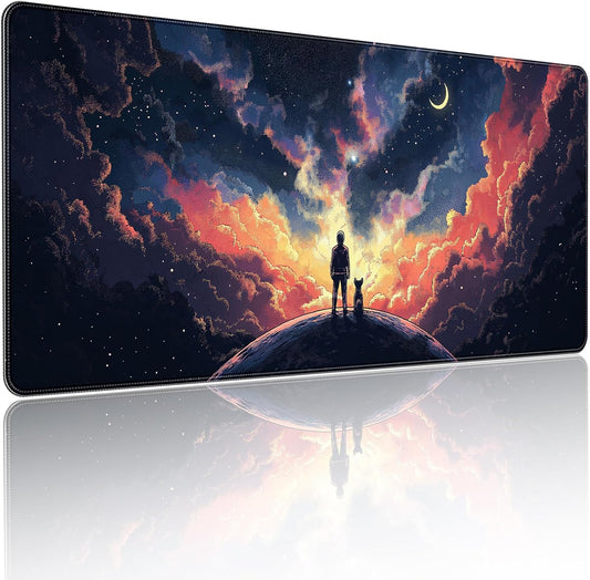 35.4 x 15.7 inches, Large Desktop Mouse pad, Keyboard and Mouse Pads for Work and Home Computers, and Large Laptop Mouse mat，Owner and Dog