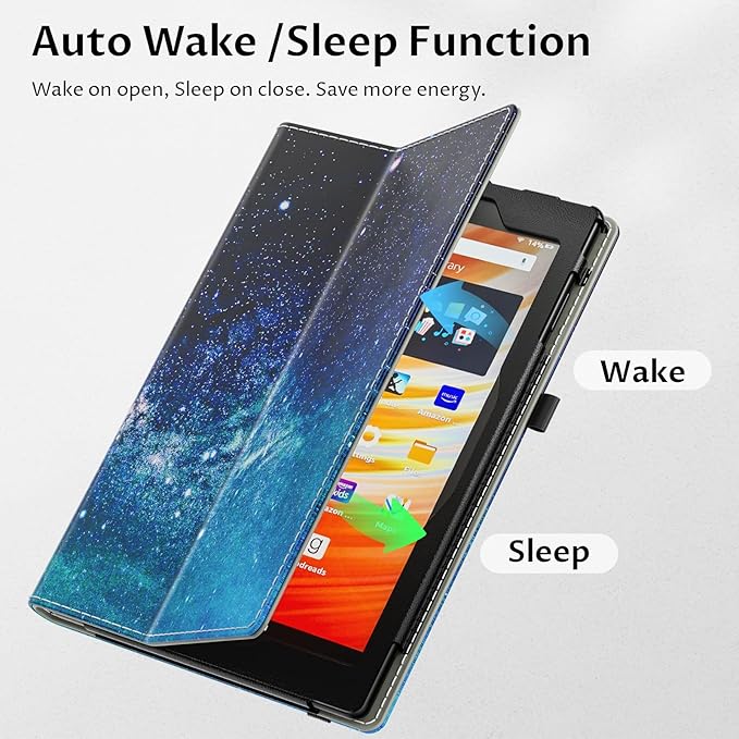VORI Case for All-New Amazon Kindle Fire HD 10 Tablet (13th/11th Generation 2023/2021 Release) and Fire HD 10 Plus 10.1" - Slim Folding Stand Folio Cover with Auto Wake/Sleep & Hand Strap, Galaxy