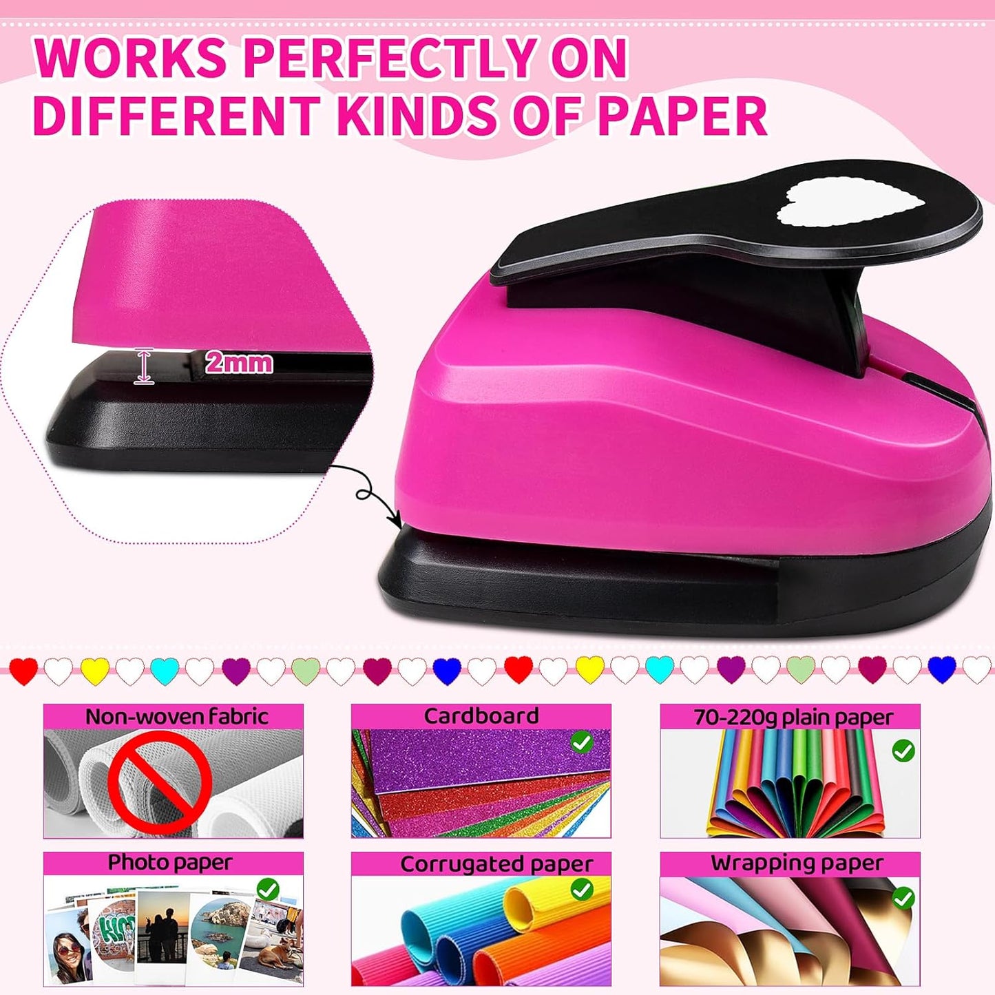 Heart Punch, 2 Inch Scalloped Heart Paper Punch, 50mm Scalloped corazón Shapes Hole Puncher for Paper Crafts Valentine's Day Scrapbooking Greeting Card DIY Albums