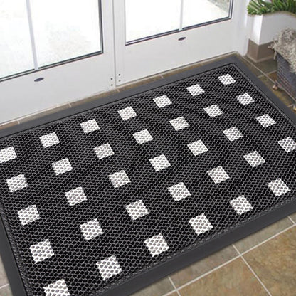 Extra Large Front Door Mat 48"x31" Heavy-Duty Waterproof Runner,Non-Slip Outdoor Rug for Entrance,Rubber Double Doormat Outside for All Weather,Black and White