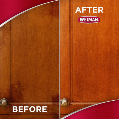 Weiman Cabinet & Wood Clean & Shine Spray - Furniture, Kitchen Cabinets, Baseboard & Trim, Fresh Almond Scent, Microfiber Cloth Included
