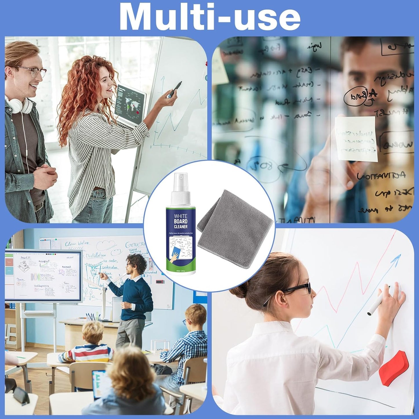 Loopeer 16 Pack Whiteboard Cleaner Spray 3. 4 oz Dry Erase Board Cleaner with Cloths Non Toxic Dry Erase Cleanning Removes Stubborn Marks from Whiteboards