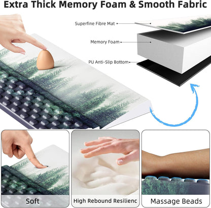 Ospelelf Keyboard Wrist Rest Pad, Comfy Ergonomic Keyboard Stand Holder, Office Desk Accessories, Work from Home Essentials, Green Forest Pattern