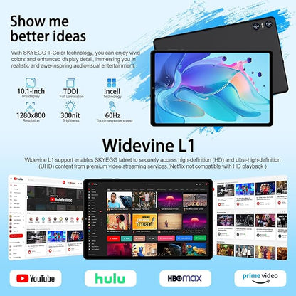 2025 Android 15 Tablet with Keyboard, 10.1 Inch Tablets FHD Display 30GB RAM 64GB ROM 1TB Expand, Octa-Core 2.0GHz, Widevine L1, 6000mAh Battery, 5G WiFi & GPS, Gemini AI, 2-in-1 Tableta PC - Black