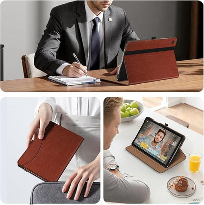 Fintie Case for Samsung Galaxy Tab A9 Plus/A9+ 5G 11 Inch 2023 Model (SM-X210/X216/X218), Multi-Angle Viewing Smart Stand Back Cover with Pocket Auto Wake/Sleep, Brown