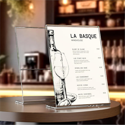 Acrylic Sign Holder 8.5x11 Inches 18 Pack, L Shape Clear Plastic Display Stand, Table Sign Holder Menu Flyer Paper Sign Holders 8.5x11 for Restaurants, School, Office, Store