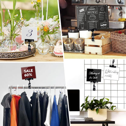 Mlici Sign Clips for Display, 26 Pack Plastic Sign Holder Clips for Retail, Double Sided Swivel Price Label Holder Clips, Rotatable Merchandising Pop Clips for Home Office Retail Store Display, Black