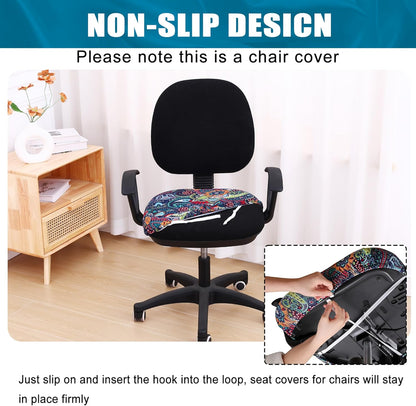 Smiry Printed Office Computer Chair Seat Covers, Stretch Fit Universal Desk Rotating Chair Cover Washable Removable Seat Cushion Protectors - Blue Green