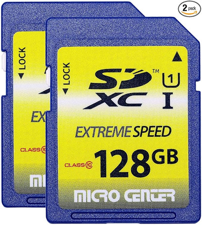 INLAND 128GB SD Card Class 10 SDXC Flash Memory Card Full Size SD Chip USH-I U1 Trail Camera by Micro Center (2 Pack)