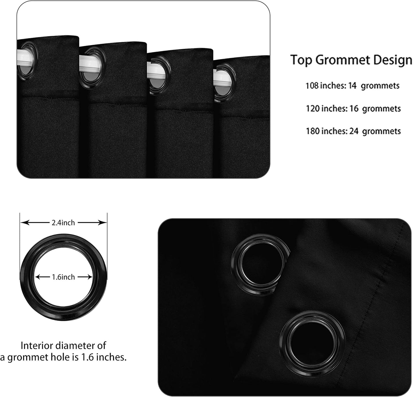 BONZER Room Divider Curtain Grommet Thermal Insulated Wide Blackout Curtains for Bedroom Living Room, 84L x 108W Inch (7L x 9W ft), 1 Panel, Black