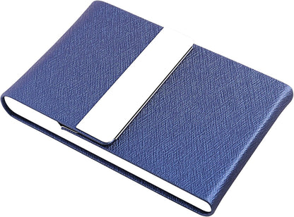 Professional Business Card Holder, Pocket Business Card Case for Women & Men, PU Leather Multi Card Case, Credit Card Wallet, Name Card Holder with Magnetic Closure, Blue-gs