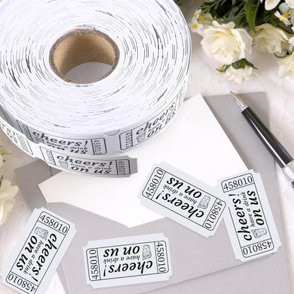 TaoBary 2 Rolls 1000 Pcs Free Drink Ticket Roll Raffle Party Tickets for Events Wedding and Parties(Wedding)
