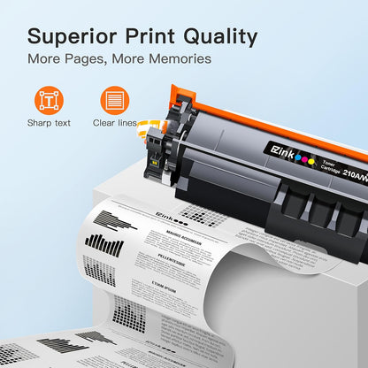 E-Z Ink 210A with Chip Compatible for HP 210A Toner Cartridges 4 Pack 210X to Use with HP Color Laserjet Pro MFP 4301fdw 4301fdn 4201dw Pro 4201dn 4201dw W2100A W2100X High Yield (BCMY)