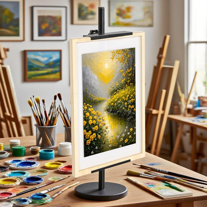 Adjustable Tabletop Easel Stand, Metal Easels for Display, Picture Stands for Display, Heavy Duty Round Base, Larger Non-slip Pads, for Picture, Artwork, Photos,Signs(18in)